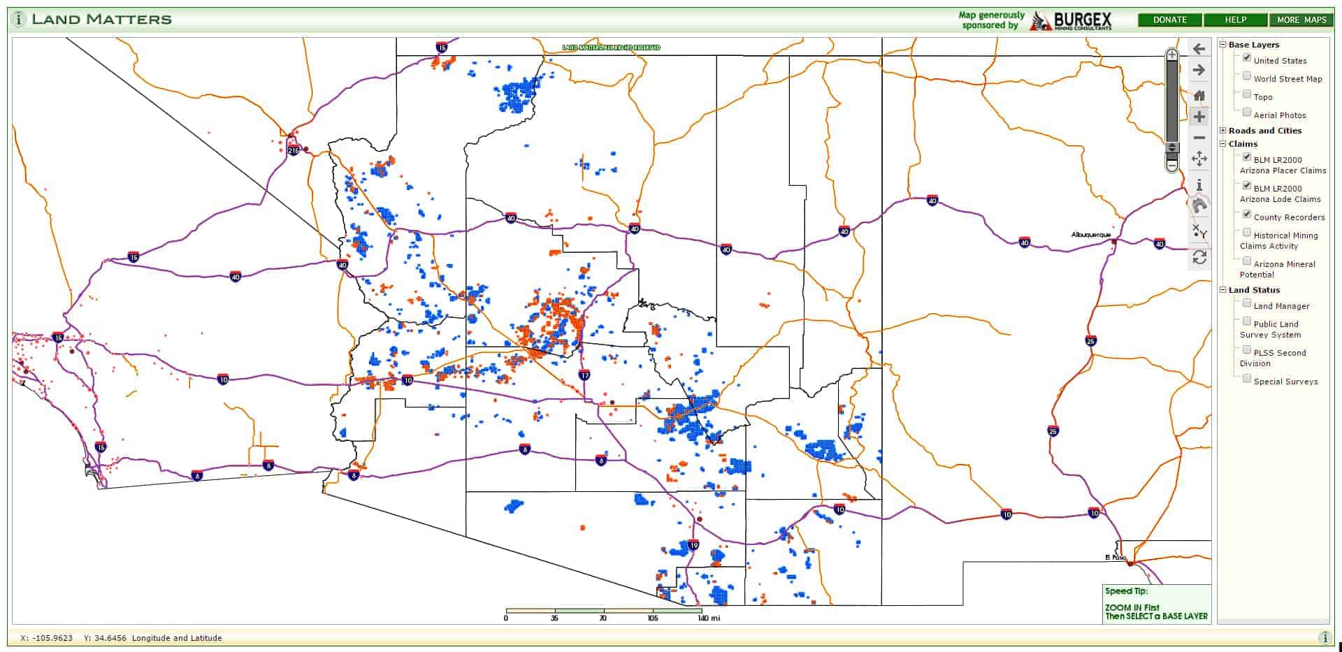 Arizona mining claim research has never been easier than it is now with the Land Matters mining claim maps. 