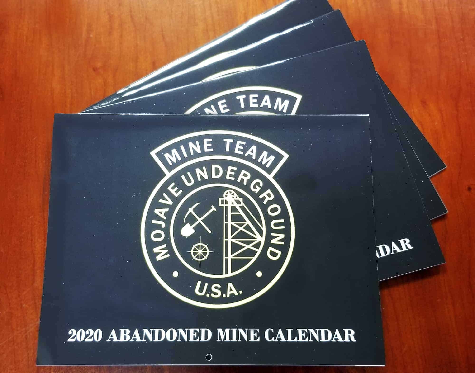 Mojave Underground 2020 Abandoned Mines calendars spread on table. 