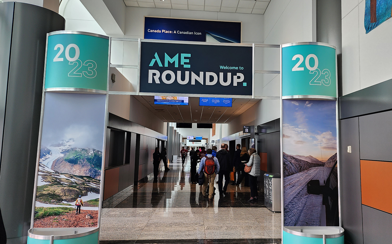 Entryway for the AME Roundup mineral exploration conference in Vancouver Canada.