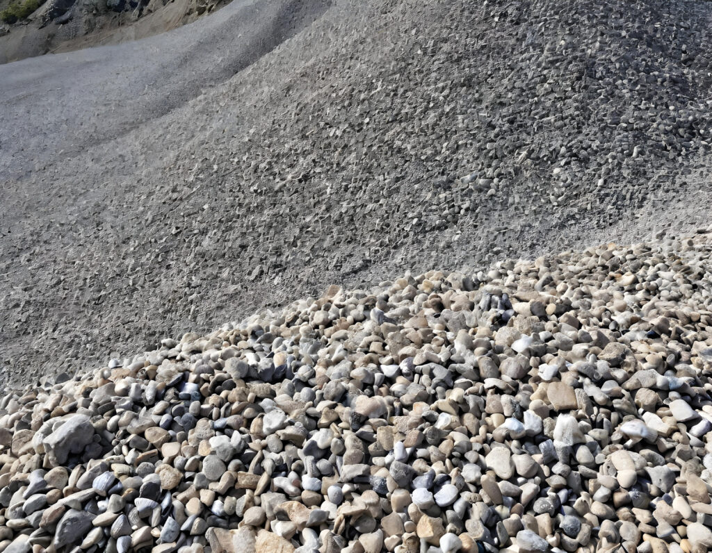 A pile of gravel in a quarry, gravel is an important construction aggregate